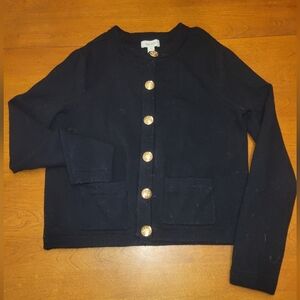 On 34th Black Sweater Jacket with Gold Buttons | XS